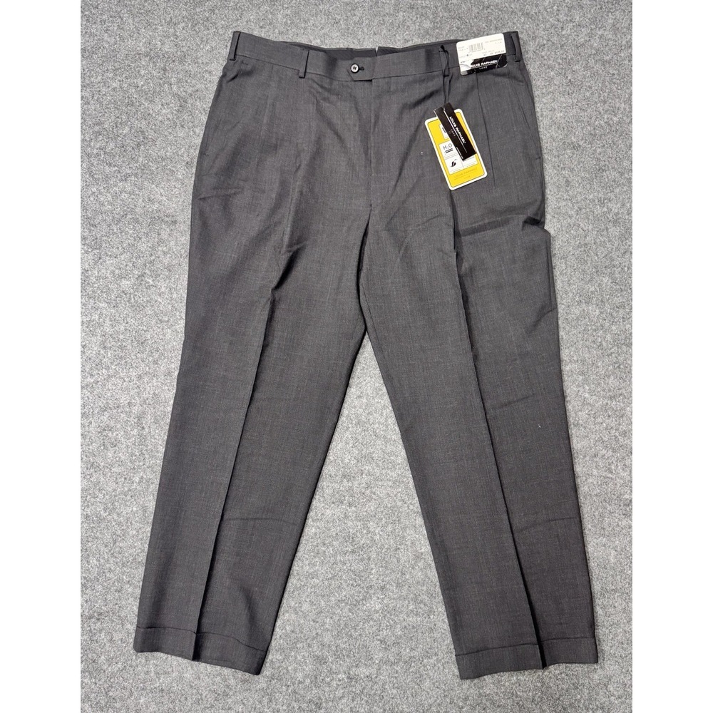 Louis Raphael Luxe Mens Dress Pants 42x30 Gray 100% Worsted Wool NWT